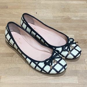 Kate Spade New York Womens 6 Leather Flats Checkered Charm Slip Ons Multicolor